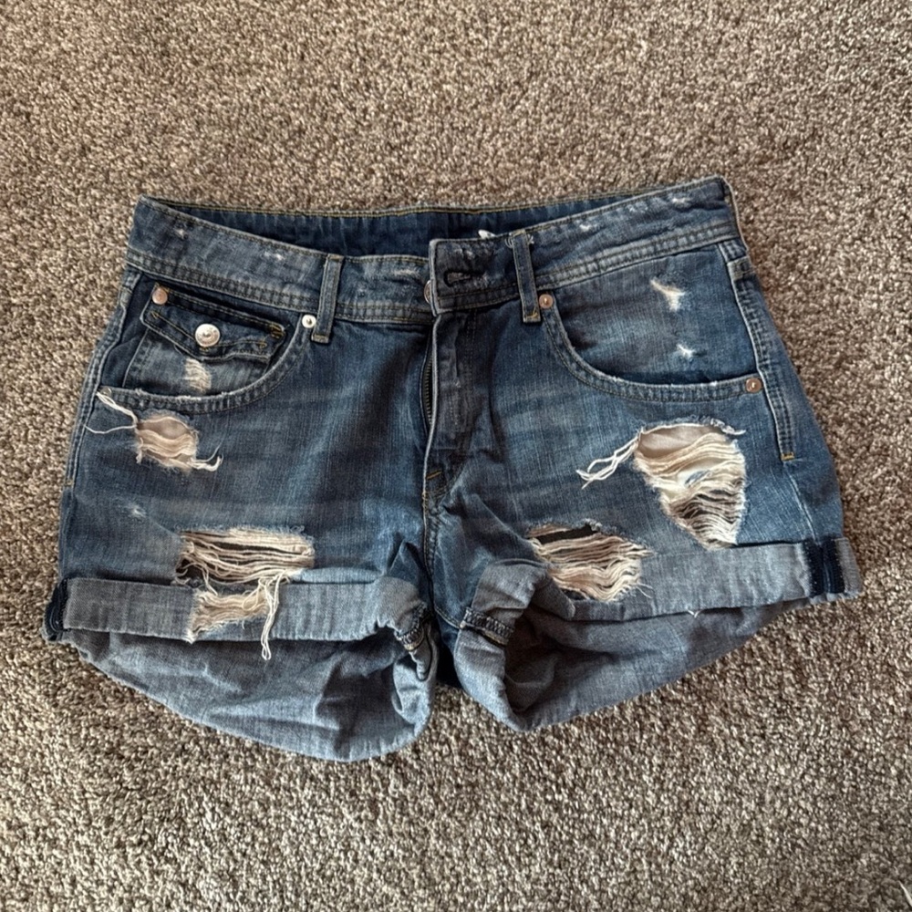 H&M Blue Distressed Jean Shorts